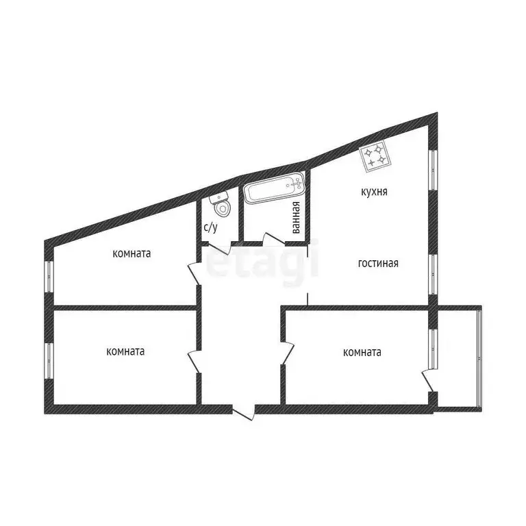 4-комнатная квартира: Златоуст, улица имени Максима Горького, 3А (77.1 ... - Фото 1