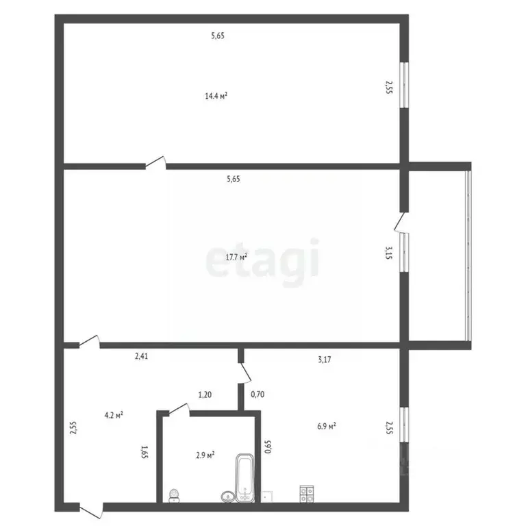 2-к кв. Амурская область, Благовещенск ул. Чайковского, 207/13 (46.1 ... - Фото 1