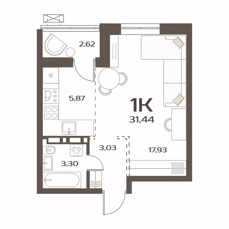 1-комнатная квартира: Владивосток, улица Коммунаров, 15к4 (30.1 м) - Фото 1