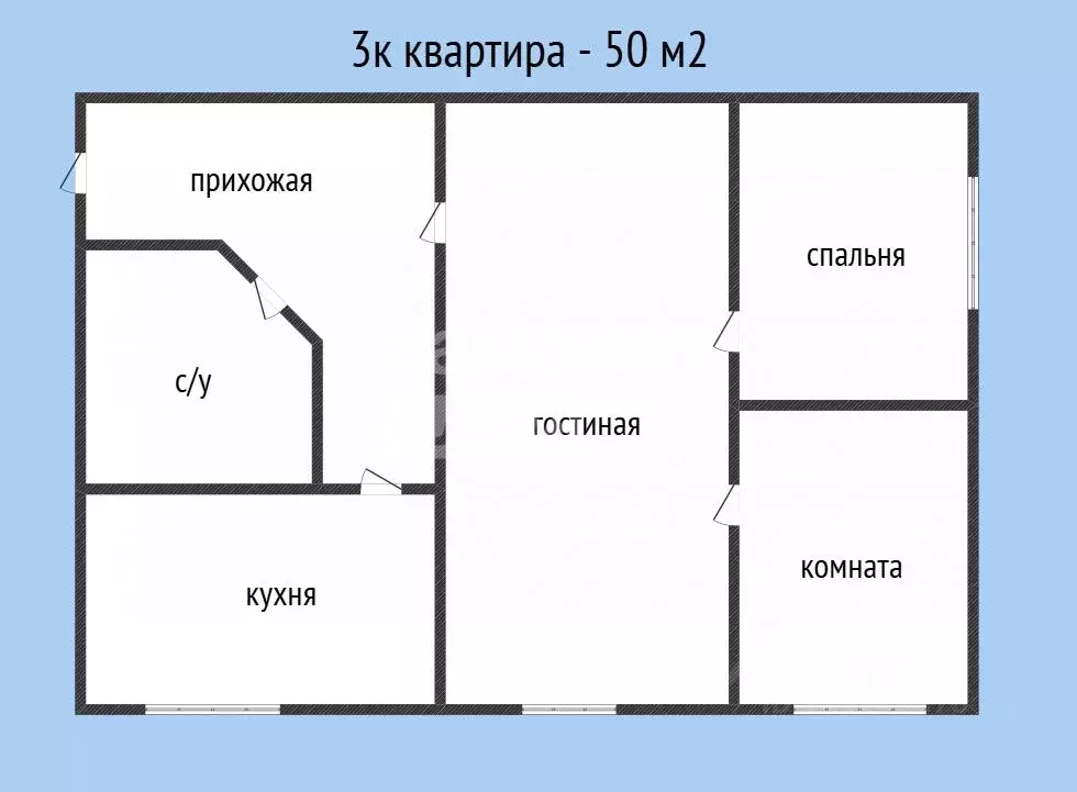 3-к кв. Дагестан, Махачкала просп. Гамидова, 34 (50.0 м) - Фото 2