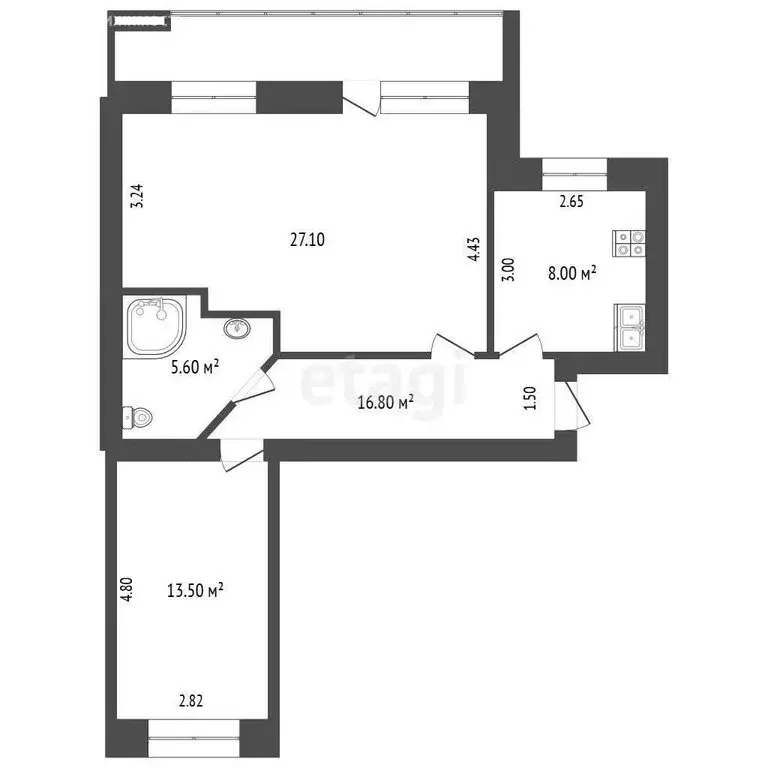 2-комнатная квартира: Ухта, проспект Ленина, 28 (63.4 м) - Фото 0