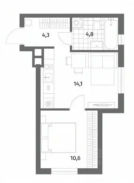 1-к кв. Калининградская область, Гурьевск ул. Имени Антона Пошкуса, ... - Фото 1