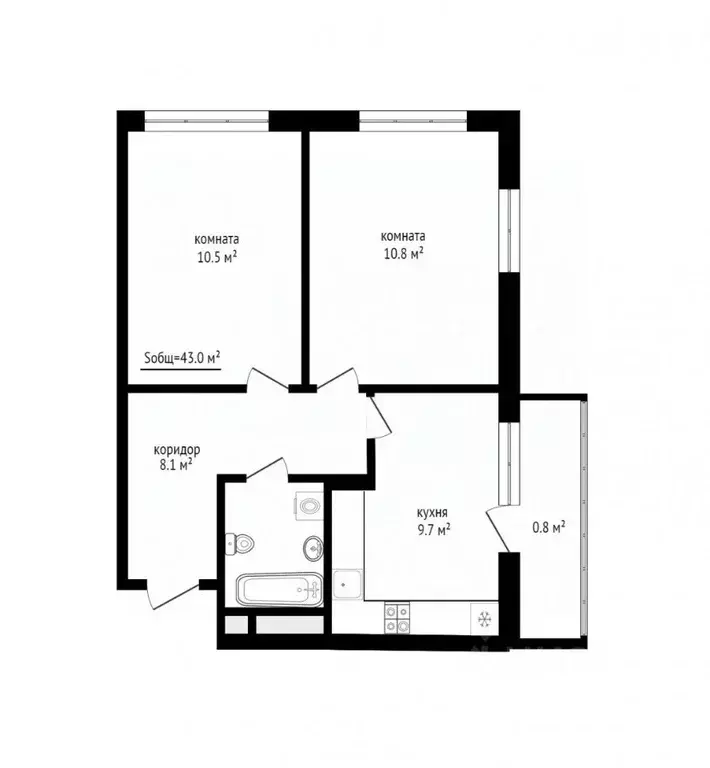 2-к кв. Москва ул. Лобановский Лес, 13 (43.0 м) - Фото 2