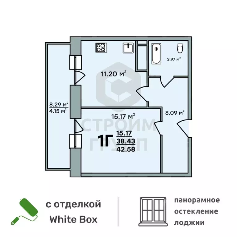 1-к кв. Владимирская область, Владимир ул. Нижняя Дуброва, 49А (42.58 ... - Фото 0