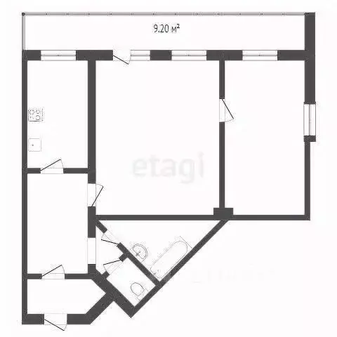 2-к кв. Кемеровская область, Новокузнецк ул. Кирова, 12 (71.8 м) - Фото 2