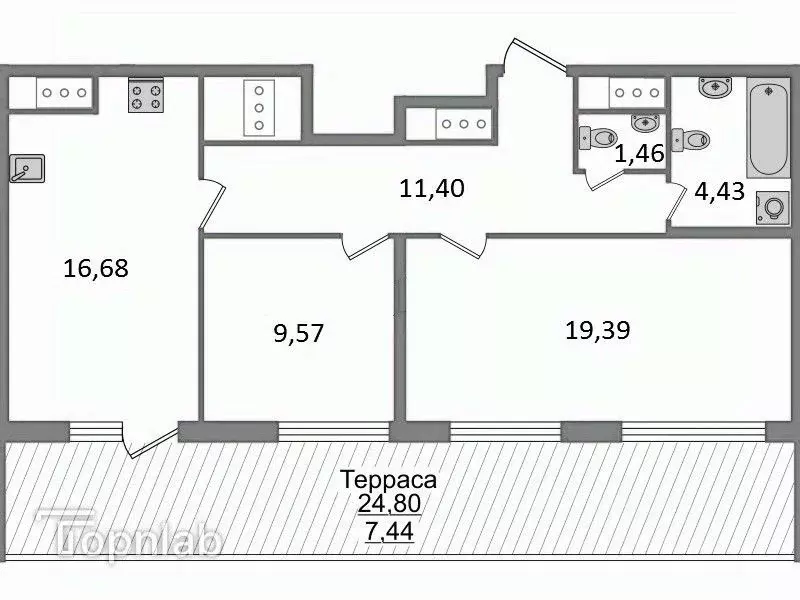 2-к кв. Санкт-Петербург просп. Энергетиков, 2к1 (70.27 м) - Фото 2