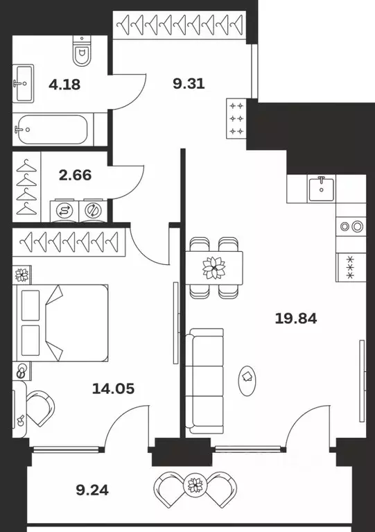 1-к кв. Тульская область, Тула ул. Болотникова, 4 (59.28 м) - Фото 1
