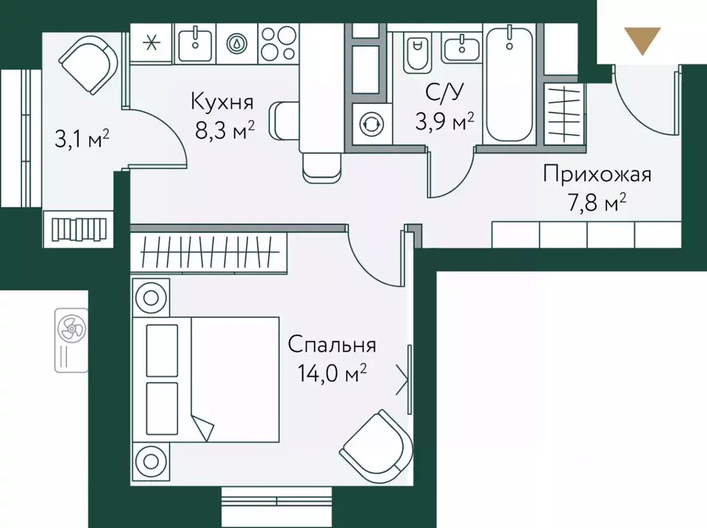1-к кв. Волгоградская область, Волгоград Новосибирская ул., 74с1 (37.1 ... - Фото 1