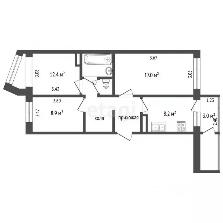 3-к кв. Камчатский край, Петропавловск-Камчатский ул. Виталия Кручины, ... - Фото 1
