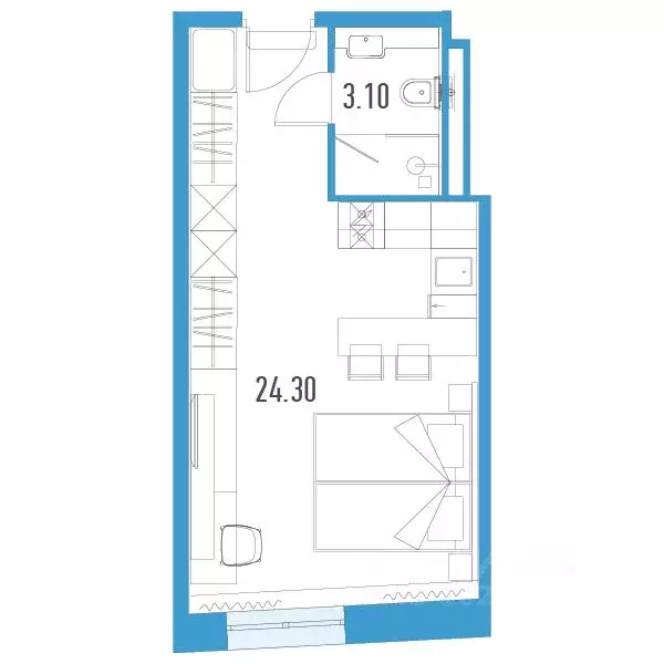 Студия Санкт-Петербург  (27.4 м) - Фото 0