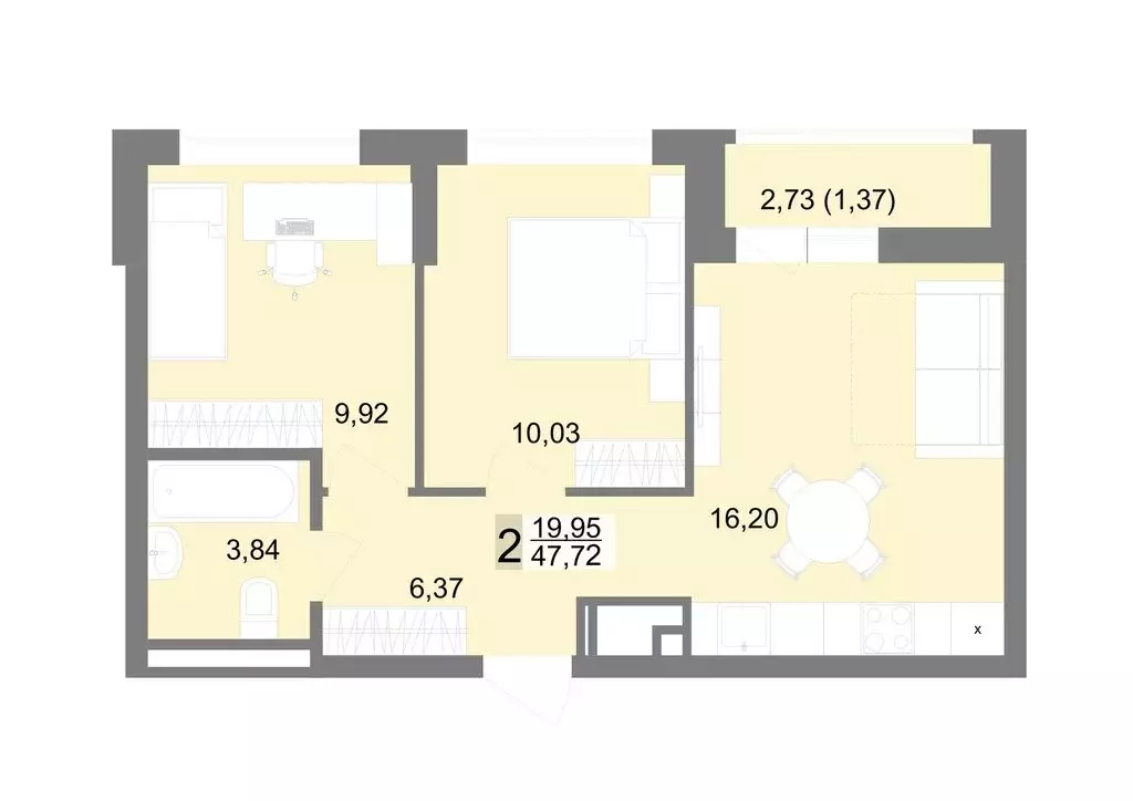 2-комнатная квартира: Екатеринбург, Тенистая улица, 8с4 (47.72 м) - Фото 0