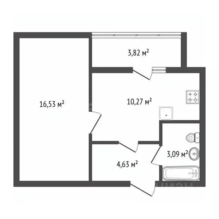 1-к кв. Башкортостан, Уфа ул. Современников, 4 (35.8 м) - Фото 2