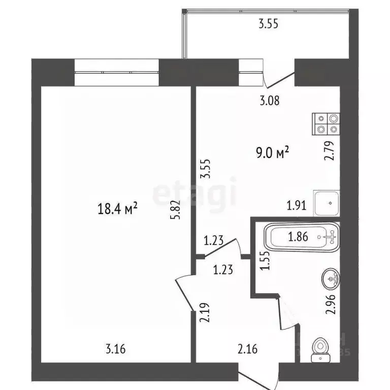 1-к кв. Самарская область, Волжский район, Лопатино с/пос, пос. ... - Фото 2