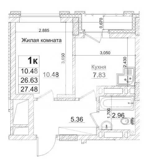 1-комнатная квартира: Новосибирск, Фабричная улица, 65/1 (27.4 м) - Фото 0