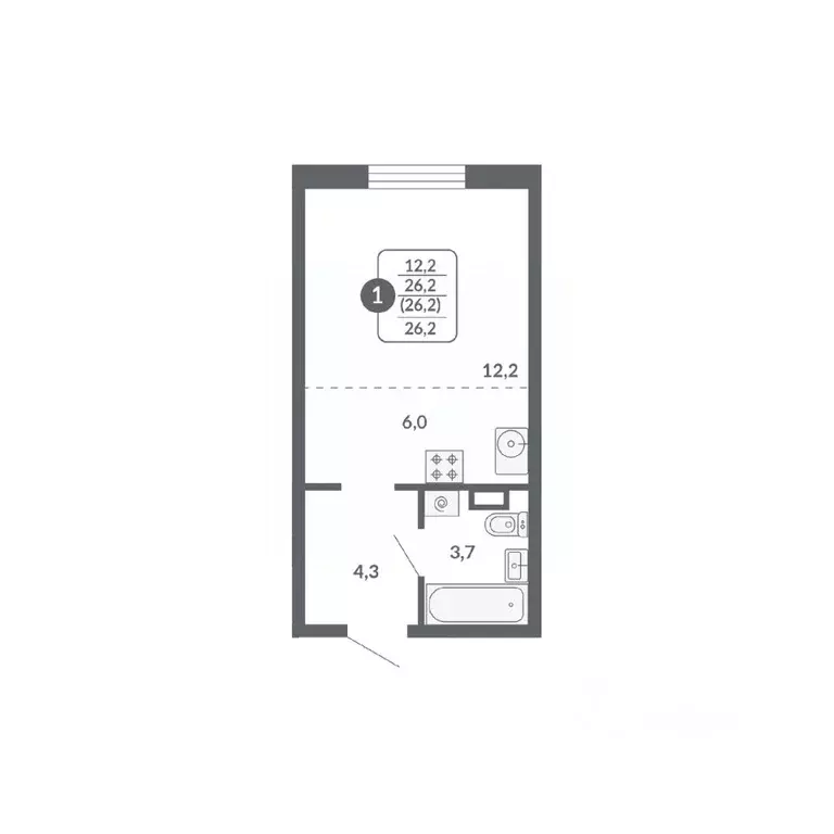 Студия Кировская область, Киров ул. Пушкина, 25 (26.2 м) - Фото 1