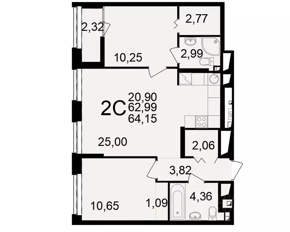 2-к кв. Рязанская область, Рязань ул. Чкалова (62.99 м) - Фото 1