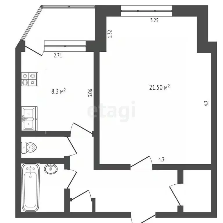 1-к кв. Ханты-Мансийский АО, Лянтор Сургутский район, 4-й мкр, 15 ... - Фото 2