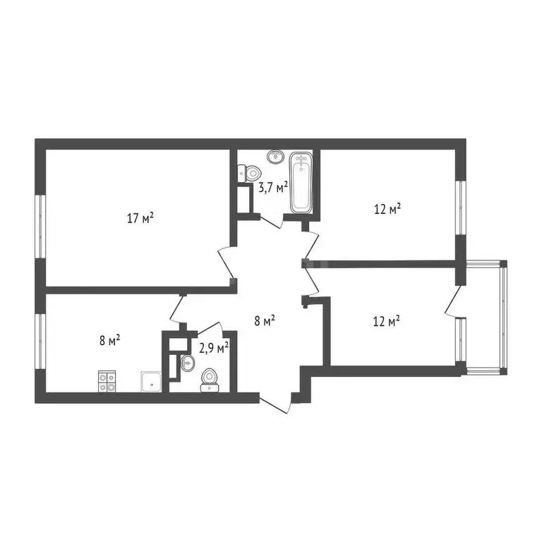 3-комнатная квартира: Новомосковск, Олимпийская улица, 2Б (62 м) - Фото 0