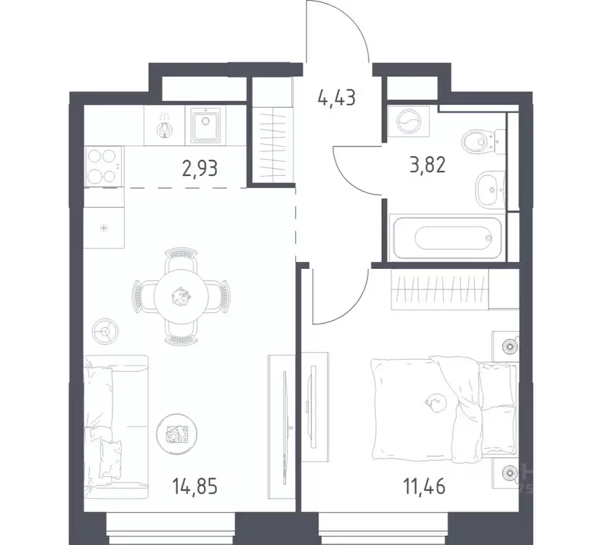 1-к кв. Москва Рязановское поселение, ул. Уточкина, 2к1 (37.0 м) - Фото 1