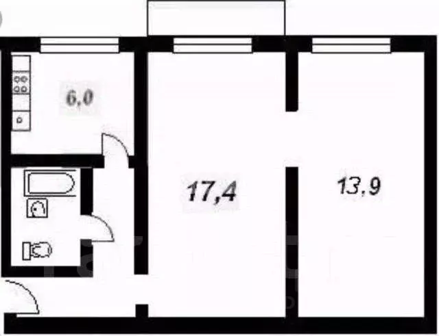2-к кв. Липецкая область, Липецк ул. Циолковского, 14/1 (45.0 м) - Фото 1