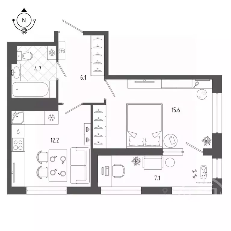 1-к кв. Санкт-Петербург бул. Измайловский, 9 (41.9 м) - Фото 1