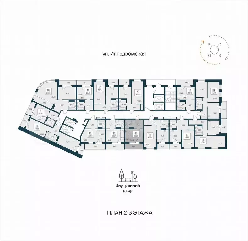 Квартира-студия, 30,3 м, 3/25 эт. - Фото 1