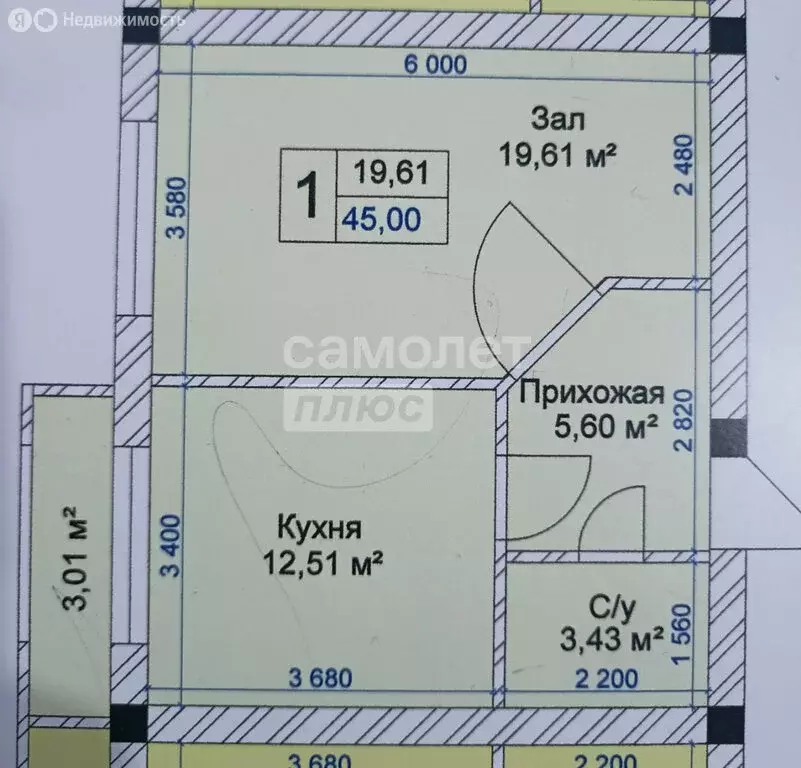1-комнатная квартира: Нальчик, улица Шогенова, 77 (45 м) - Фото 0