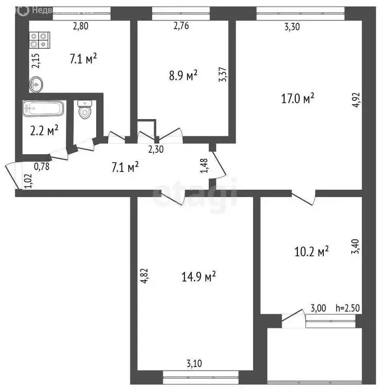 4-комнатная квартира: Ковров, улица Зои Космодемьянской, 30 (69 м) - Фото 0