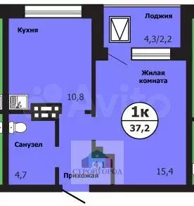 1-к. квартира, 37,2 м, 18/19 эт. - Фото 0