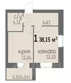 1-к кв. Владимирская область, Муром Муромская ул., 25А (38.09 м) - Фото 0