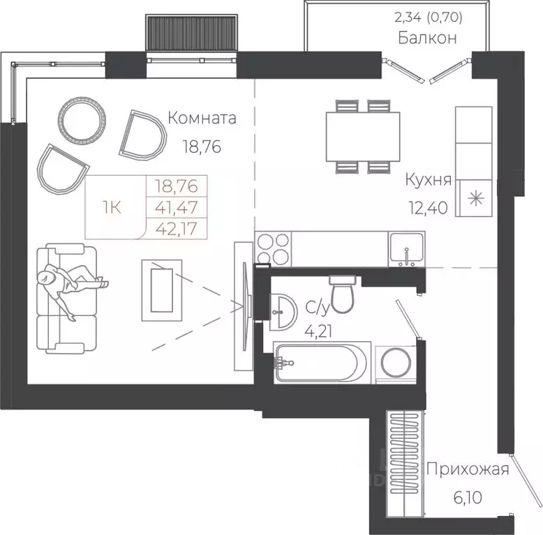 1-к кв. Алтай, Майминский район, с. Майма ул. Энергетиков (42.17 м) - Фото 1