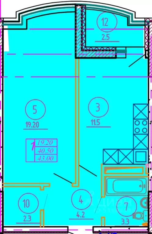 1-к кв. Оренбургская область, Оренбург Слесарный пер., 7 (40.9 м) - Фото 1