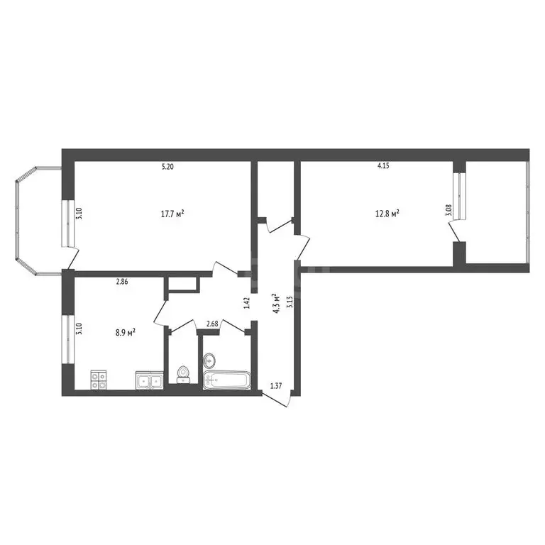 2-комнатная квартира: Тюмень, улица Домостроителей, 22 (58.1 м) - Фото 1
