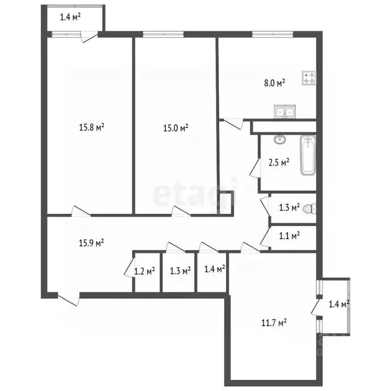 3-к кв. Санкт-Петербург пос. Металлострой, ул. Максима Горького, 3 ... - Фото 2