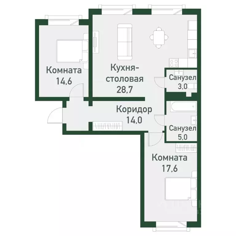 2-к кв. Челябинская область, Челябинский городской округ, пос. ... - Фото 0