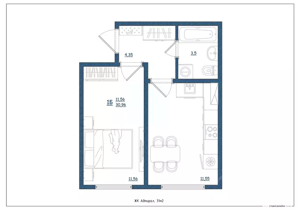 1-к кв. Ярославская область, Ярославль Шандорная ул., 14 (31.0 м) - Фото 1