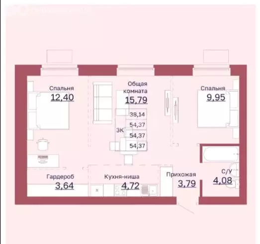 3-комнатная квартира: Барнаул, улица Гоголя, 52 (54.37 м) - Фото 1