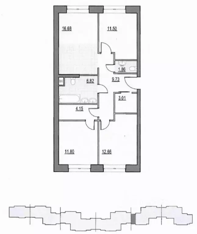 3-к кв. Москва ул. Академика Королева, 21 (78.6 м) - Фото 0