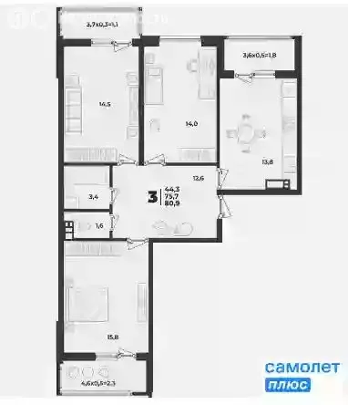 3-комнатная квартира: Краснодар, улица имени Генерала Корнилова, 1к1 ... - Фото 0