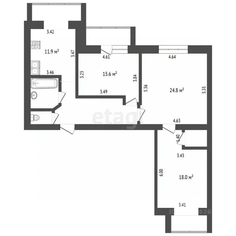 3-к кв. Калужская область, Калуга ул. Тельмана, 31 (98.4 м) - Фото 1