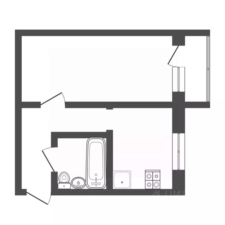 1-к кв. Тюменская область, Тюмень Рижская ул., 62 (31.0 м) - Фото 2