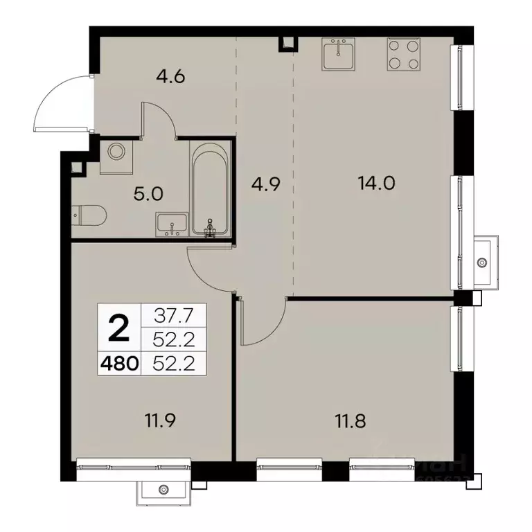 2-к кв. Москва Куркинское ш., 15С3 (52.2 м) - Фото 0