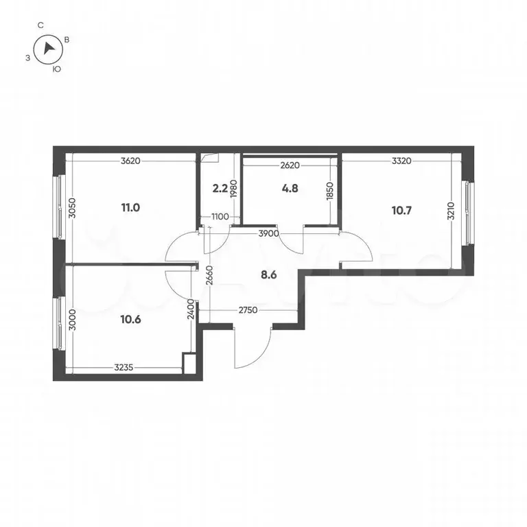 2-к. квартира, 47,9 м, 2/12 эт. - Фото 1