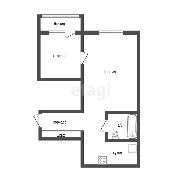 2-комнатная квартира: Иркутск, микрорайон Университетский, 62 (29 м) - Фото 1