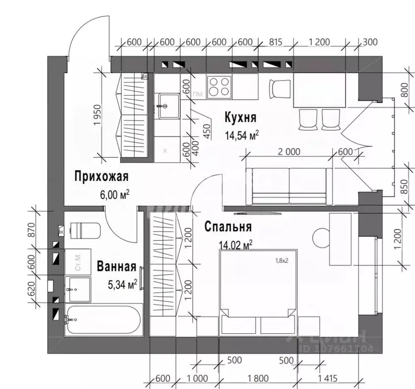 1-к кв. Липецкая область, Липецкий муниципальный округ, с. Ленино ул. ... - Фото 2