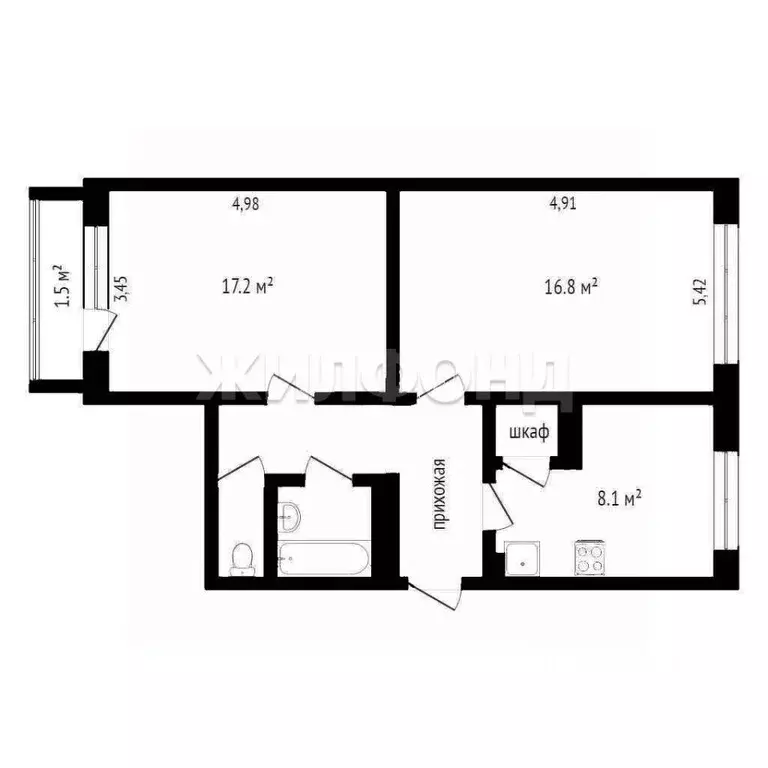 2-к кв. Ханты-Мансийский АО, Когалым Береговая ул., 49 (57.1 м) - Фото 2