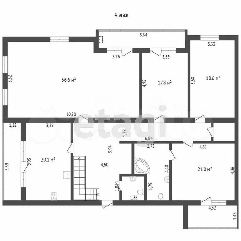 5-к. квартира, 331,1 м, 4/4 эт. - Фото 0