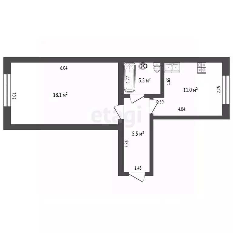 1-к кв. Самарская область, Самара бул. Ивана Финютина, 78 (37.3 м) - Фото 2