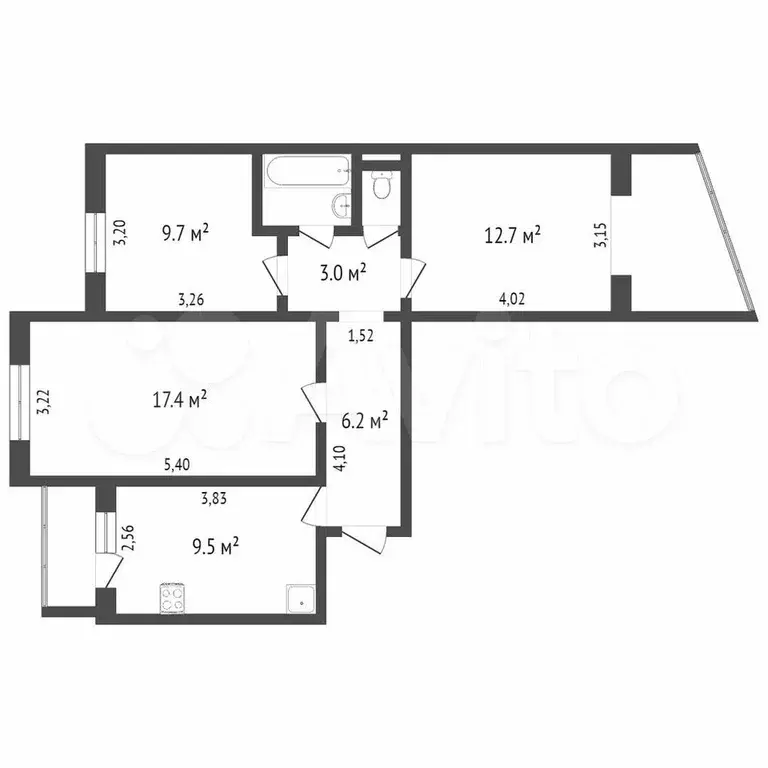 3-к. квартира, 65,7 м, 7/9 эт. - Фото 0
