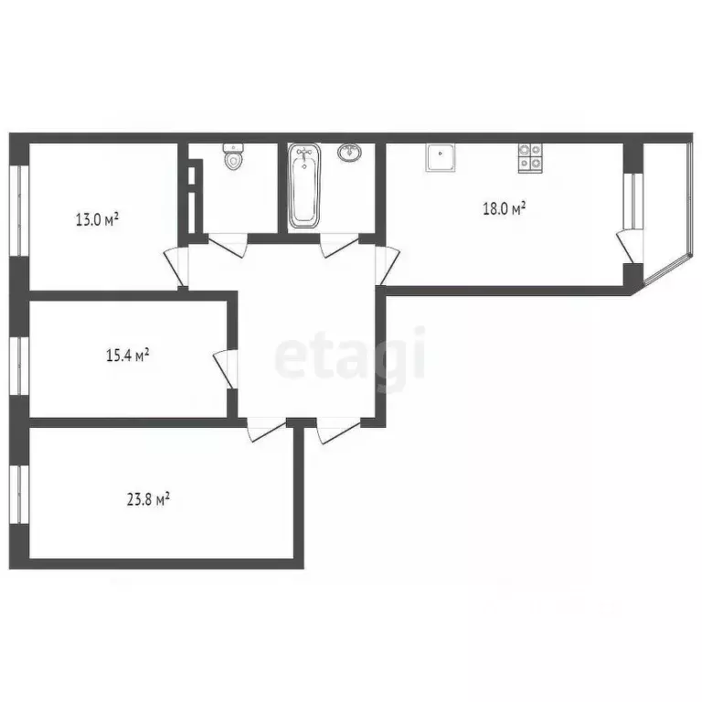 3-к кв. Тюменская область, Тюмень ул. 50 лет Октября, 24к2 (99.6 м) - Фото 2